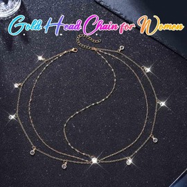 Aukmla Boho Head Chain Headpiece Costume Prom Forehead Headband Hair Accessories for Women (Gold, One Size)