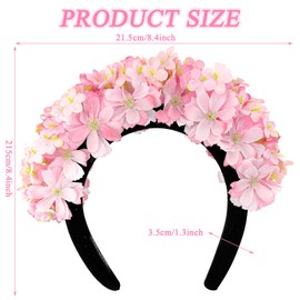 Floral Crown Flower Headband for Women Girls,Boho Floral Garland Headpiece, Flower Crown Headpiece Floral Hair Accessories,Birthday Girl Party Headband for Cosplay Carnival Party Beach Vacation