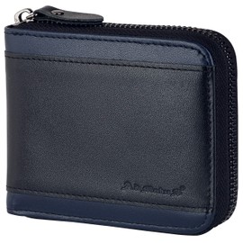 Admetus Wallet for Men Zipper Leather Wallet for Men Bifold RFID Blocking Card Holder Black-23