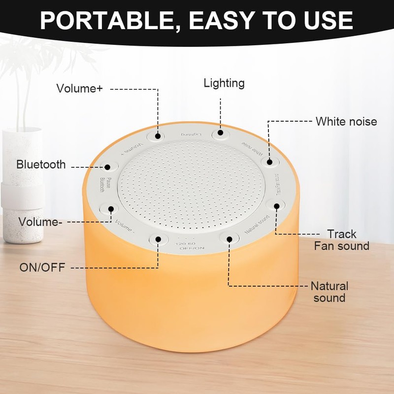 Alaoo White Noise Machine, Tragbare Baby-Einschlafhilfe, Einschlafhilfe mit 14 Geräuschen,