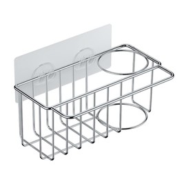 Kitchen Sink Tidy Sponge Holder Stainless Steel Sink Tidy 3 in 1 Kitchen Organiser Brush Holder Dish Cloth Holder Hanging Dual Use