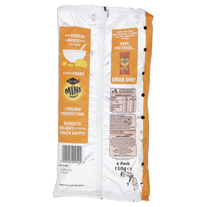 Jacob's Mini Cheddars Original Crisps, 150 g