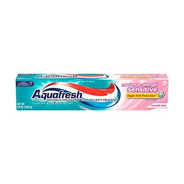 Aquafresh Sensitive Maximum Strength Toothpaste 5.6 Oz (Pack of 6)