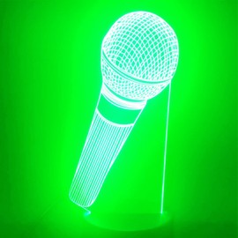 MOLLY HIESON 3D Microphone Night Light Touch Switch Decor Table Desk Optical Illusion Lamps 7 Color Changing Lights LED Table Lamp Xmas Home Love Birthday Children Kids Decor Toy Gift