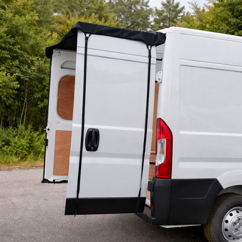 Rear Van Barn Door Awning Cover - Weather and Sun