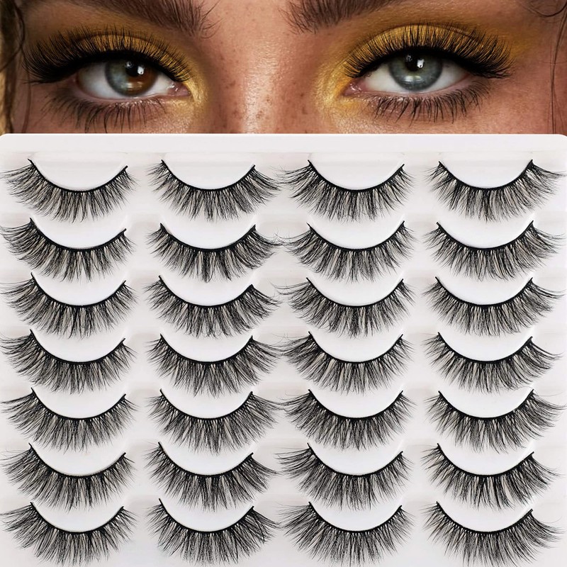 Newcally False Eyelashes Natural 3D Lashes Cat Eye Look Faux
