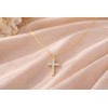 14K Gold Cross Necklace for Women Small Diamond Pendant Charm