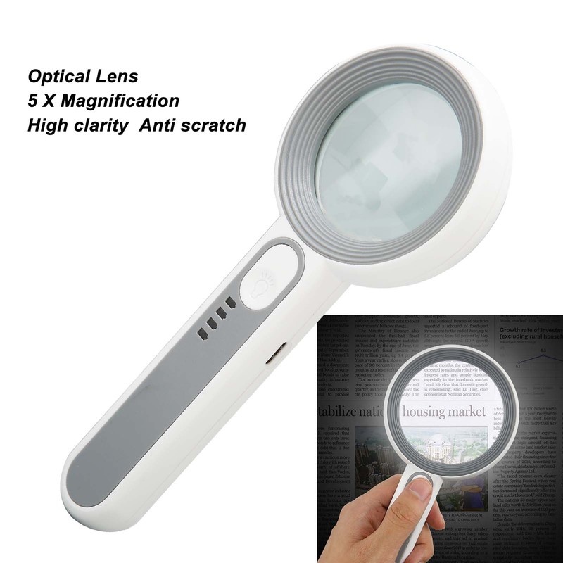 Magnifying Glass with Light 12 LED 5X Handheld 3 Brightness