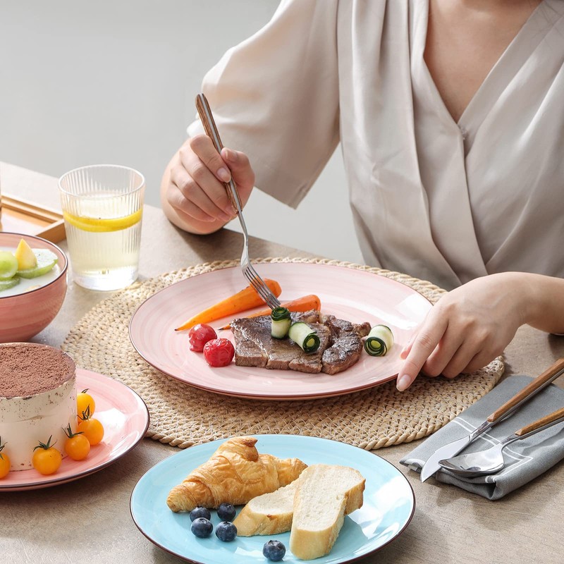 Selamica Ceramic 10 inch Dinner Plates, Large Dessert Salad Plates,
