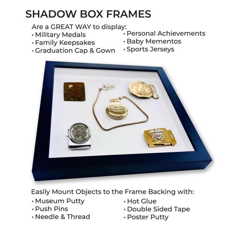 Black 30x30 Large Shadow Box Picture Wooden Frame with Black