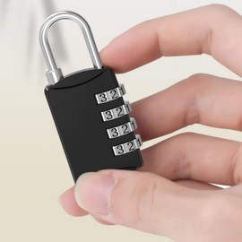 4 Digit Travel Padlock Luggage Combination Lock Outdoor Key Padlock Code Locks (1, Black)