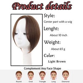 XFSRG Fringe Pony Haarteil 25 cm Langes Haar Clip in Ponys One Piece Bangs Feste Clips für Frauen(Hellbraun)