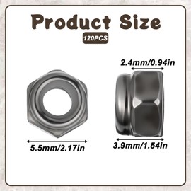 120 Pcs M3 Lock Nut, Portable Insert Hex Lock Nuts, Tiny Carbon Steel Locking Nut, 304 Stainless Steel Self-Locking Nylon Hardware Nuts for Bicycle Pedals, 3D Printer Equipment