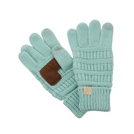 C.C. Kids' Children's Cable Knit Warm Anti-Slip Touchscreen Texting Gloves, Mint