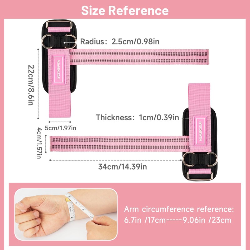 Wrist Straps for Weightlifting Deadlifting, (Pink)