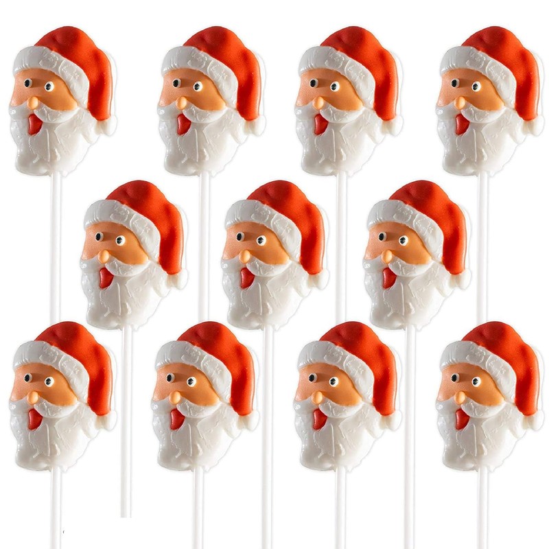 Christmas Santa Lollipops Individually Wrapped - 12 Santa Candy Suckers