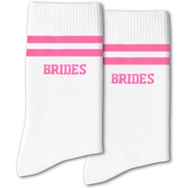 Grace Yonks Bride Socks - Pink and White Striped Wedding Socks for Bridal Shower, Bachelorette Party Decorations - Bride To Be, Bridesmaid Gifts for Newlywed Couple(013)