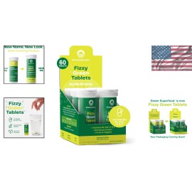 Effervescent Green Superfood Tablets - Lemon Lime, 60 Count for Daily Wellness