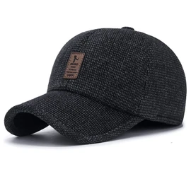 Winter for Men Outdoor Hat, Adjustable Warm Sport Golf Baseball Cap Hats Dad Caps Earflaps Thicken 55-60CM, Black, 7-7 3/8