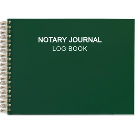 Notary Journal Log Book, 10"x7", Spiral Bound Notary Journal, Flexible Cover, Notary Supplies, 100gsm Thick Paper, Green