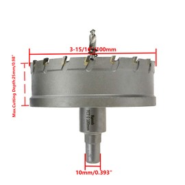 Rannb Hole Saw 4-inch/100mm Cutting Dia Carbide Hole Cutter for Stainless Steel Sheet and Metal