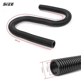 48" Flexible Radiator Hose Stainless Steel Universal Water Hoses Adapter Coolant Radiator Hose Kit With 4Pcs Chrome Caps (8 Clamps, Black)