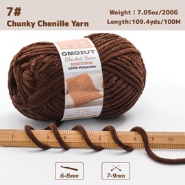 OMoiout Chunky Chenille Yarn for Crocheting, Soft Baby Blanket Yarn, #7 Super Bulky, Chunky Knit Blanket Crochet Yarn, 7 oz/109.4 yds Fluffy Velvet Amigurumi Yarn(Navy Blue)