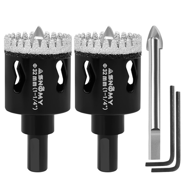 2Pcs 1-1/4 Inch Diamond Hole Saw with Pilot Drill Bit,