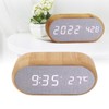 Wooden Alarm Clock Digital Voice Control LED Glowing USB Plug