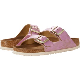 Birkenstock Arizona Birko-flor Softfootbed, Unisex Adults’ Mules, Metallic Pink, 7-7.5 Narrow