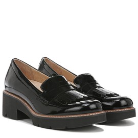 Naturalizer Women Darcy Tassel Penny Loafer with Heel, Black Patent Leather, 7.5