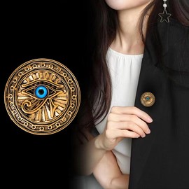 Dainty Egyptian Eye of Horus Brooch Vintage Zinc Alloy Pins for Women Men Protection Symbol Jewelry Gifts Jackets Suits Dress Charms (Gold Plated)
