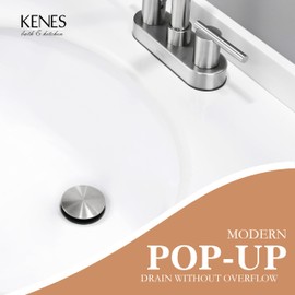 KENES Bathroom Vessel Sink Pop Up Drain Without Overflow Assembly, Lavatory Vanity Sink Drain Stopper,Anti-Clogging Drain Strainer, Brushed Nickel, KE-P300A