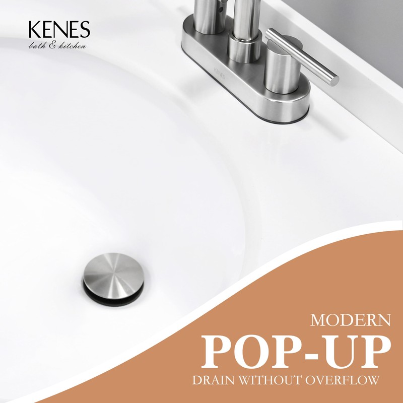 KENES Bathroom Vessel Sink Pop Up Drain Without Overflow Assembly,