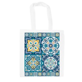 Purely Home Greek Tiles Print Tote Bag - Mediterranean Inspired Mosaic Gifts - Reusable Shopping Bag Accessories Present for Her
