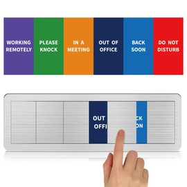 Office Door Signs-6 Options In A Meeting Sign/Out Of Office/Do Not Disturb/Working From Home/Please Knock/Back Soon Privacy Door Slider Sign for Meeting & Conference Room