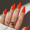 Orange Press on Nails Almond Shaped 48Pcs Neutral Thick Fake