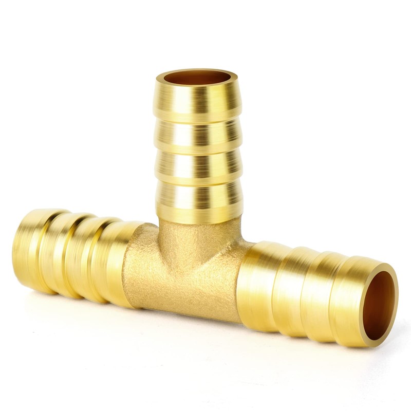 GASHER 5 pcs Brass Hose Barb Tee, 3-Way Tee Hose