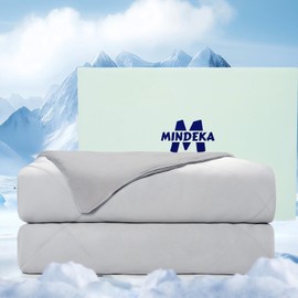 Cooling Comforter Twin Size, 2PCS Reversible Cooling Blanket for Hot Sleepers and Night Sweats, Cool Blanket with Mattress Pad for Summer, Breathable & Lightweight Comforter for All Season (68"x90")