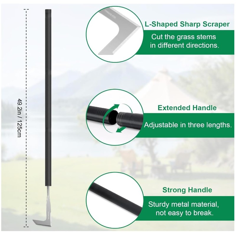 49.2” Long Handle Crack Weeder, 3 Adjustable Length Crevice Weeding