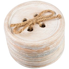 Sass & Belle Wooden Brown Button Coaster - Set of 6
