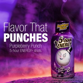 5-hour Energy Shots Outer Worlds 2 Purpleberry Punch Flavor, 1.93 Fl Oz, Pack of 24