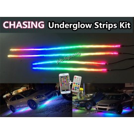 JHB 2PCS 4FT+2PCS 6.5FT  Bluetooth Chasing Flow LEDs  Underglow Strips Lights