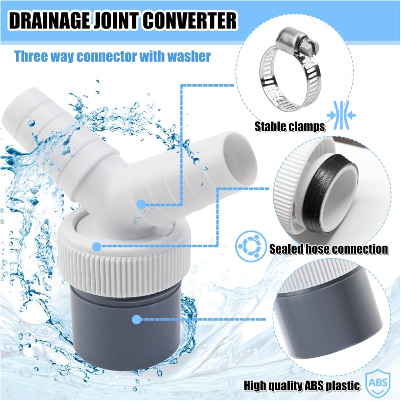 Dishwasher Washing Machine Drain Adapter Double Connection Y 1 1/4