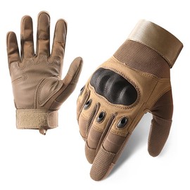 AlloTemlass Tactical Hard Knuckle Gloves | Touchscreen Fingers, Impact Protection, Breathable | Durable for Shooting, Hunting, Outdoor Work-Tan, Large