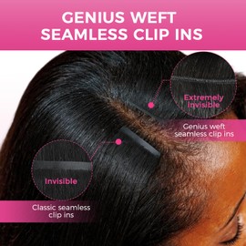 Lashey Genius Weft Hair Extensions Human Hair Natural Black Straight 7pcs 110g 14 Inch Hair Extensions Real Soft Thin Weft Clip ins for Women