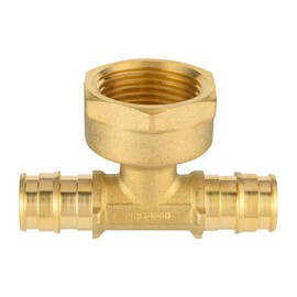 (Pack of 2) EFIELD Pex-A Expansion Brass Fittings 1/2" Pex X 1/2" Pex X 3/4" Female NPT Adapter Tee, ASTM F1960,(PEX1960156)