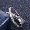 18K White Gold Plated X Ring Simulated Diamond CZ Criss