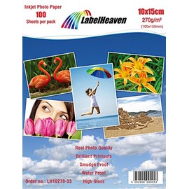 LabelHeaven 100 Sheets Photo Paper 10 x 15 cm (100 x 150 mm) Premium High Gloss 270g