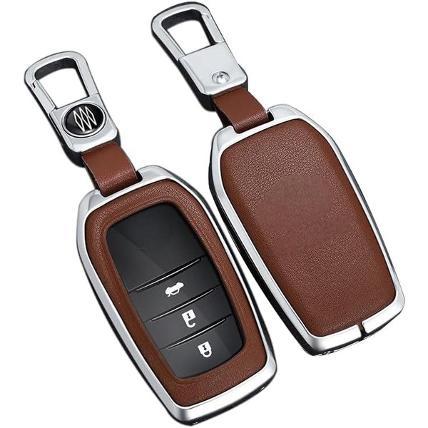 RYE Key Fob Cover for Toyota, Leather+Zinc Alloy Key Fob
